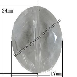 Transparent Acrylic Bead, Faceted Flat Oval 24x17mm Hole:1.5mm, Sold by Bag 