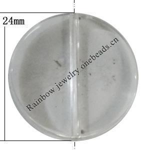 Transparent Acrylic Bead, Flat Round 24mm Hole:1.5mm, Sold by Bag 