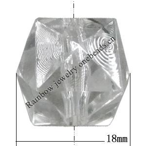 Transparent Acrylic Bead, Polyhedron 18mm Hole:1mm, Sold by Bag 