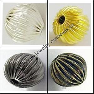 Iron Finding Corrugated Beads Lead-free Round 14mm Sold by Bag