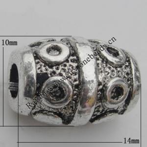 European style Beads Zinc Alloy Jewelry Findings Lead-free, 14x10mm Hole:4mm, Sold by Bag