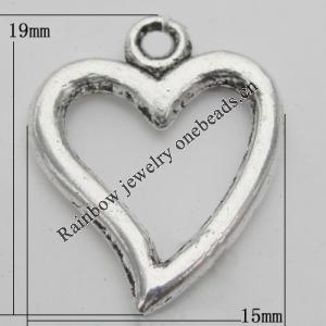 Pendant Zinc Alloy Jewelry Findings Lead-free, 19x15mm Hole:2mm, Sold by Bag