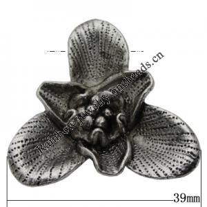 Pendant Zinc Alloy Jewelry Findings Lead-free, Flower 39mm Hole:5mm, Sold by Bag