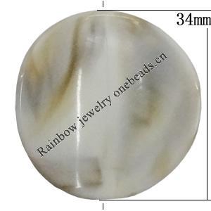 Acrylic Beads, Twist Flat Round 34mm Hole:2mm, Sold by Bag
