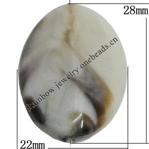 Acrylic Beads, Flat Oval 28x22mm Hole:1.5mm, Sold by Bag