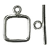 Copper Toggle ClaspsJewelry Findings Lead-free Platina Plated, Loop:14x11mm Bar:16mm Hole:2mm, Sold by Bag