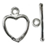 Copper Toggle Clasps Jewelry Findings Lead-free Platina Plated, Loop:14x11mm Bar:15mm Hole:2mm, Sold by Bag