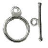 Copper Toggle Clasps Jewelry Findings Lead-free Platina Plated, Loop:14x11mm Bar:15mm Hole:2mm, Sold by Bag