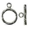 Copper Toggle Clasps Jewelry Findings Lead-free Platina Plated, Loop:15x12mm Bar:15mm Hole:2mm, Sold by Bag