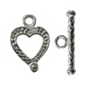 Copper Toggle Clasps Jewelry Findings Lead-free Platina Plated, Loop:16x11mm Bar:18mm Hole:2mm, Sold by Bag