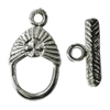 Copper Toggle Clasps Jewelry Findings Lead-free Platina Plated, Loop:19x11mm Bar:14mm Hole:2mm, Sold by Bag