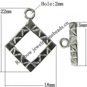 Copper Toggle Clasps Jewelry Findings Lead-free Platina Plated, Loop:22x18mm Bar:15mm Hole:2mm, Sold by Bag