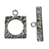 Copper Toggle Clasps Jewelry Findings Lead-free Platina Plated, Loop:17x13mm Bar:22mm Hole:1.5mm, Sold by Bag