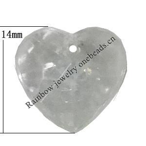 Transparent Acrylic Pendant, Heart 14x14mm Hole:1.5mm Sold by Bag 