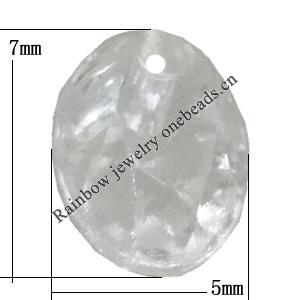 Transparent Acrylic Pendant, 7x5mm Hole:0.5mm Sold by Bag 