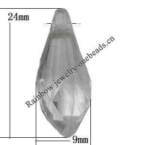 Transparent Acrylic Pendant, 22x10mm Hole:1.5mm Sold by Bag 