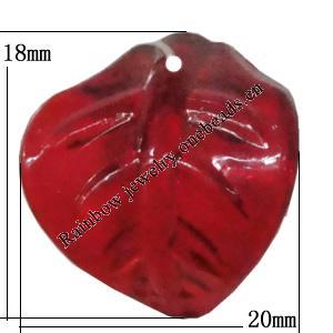 Transparent Acrylic Pendant, Leaf 20x18mm Hole:1.5mm Sold by Bag 