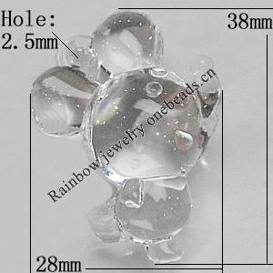 Transparent Acrylic Pendant, Animal 38x28mm Hole:2.5mm, Sold by Bag 