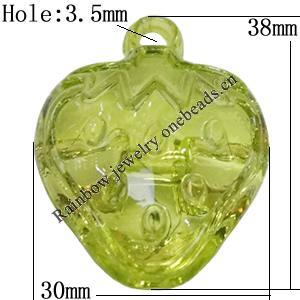 Transparent Acrylic Pendant, 38x30mm Hole:3.5mm, Sold by Bag 