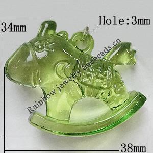 Transparent Acrylic Pendant, Animal 38x34mm Hole:3mm, Sold by Bag 