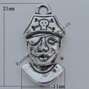 Pendant Zinc Alloy Jewelry Findings Lead-free, 21x11mm Hole:1.5mm, Sold by Bag
