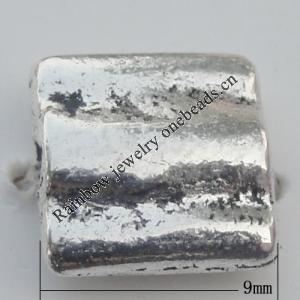 Bead Zinc Alloy Jewelry Findings Lead-free, Square 9mm Hole:1mm, Sold by Bag