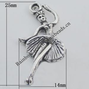 Pendant Zinc Alloy Jewelry Findings Lead-free, 25x14mm Hole:1.5mm, Sold by Bag