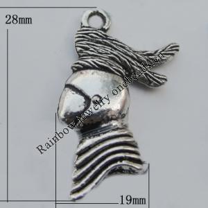 Pendant Zinc Alloy Jewelry Findings Lead-free, 28x19mm Hole:2mm, Sold by Bag