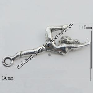 Pendant Zinc Alloy Jewelry Findings Lead-free, 30x10mm Hole:1.5mm, Sold by Bag