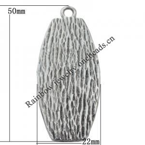 Pendant Zinc Alloy Jewelry Findings Lead-free, 50x22mm Hole:3.5mm, Sold by Bag