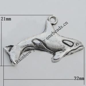 Pendant Zinc Alloy Jewelry Findings Lead-free, 32x21mm Hole:2mm, Sold by Bag
