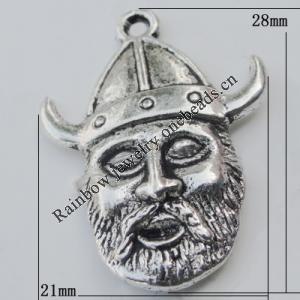 Pendant Zinc Alloy Jewelry Findings Lead-free, 28x21mm Hole:2mm, Sold by Bag
