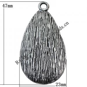 Pendant Zinc Alloy Jewelry Findings Lead-free, 47x23mm Hole:3.5mm, Sold by Bag