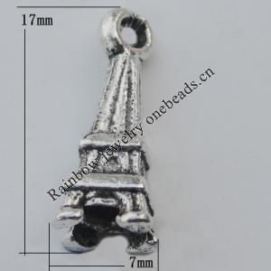 Pendant Zinc Alloy Jewelry Findings Lead-free, 17x7mm Hole:1.5mm, Sold by Bag