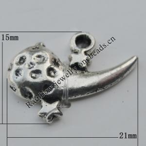 Pendant Zinc Alloy Jewelry Findings Lead-free, 21x15mm Hole:1.5mm, Sold by Bag