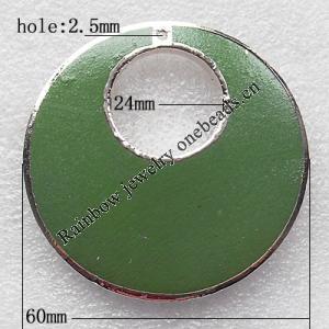 Wooden Jewelery Pendant, Donut Outside Diameter:60mm, Inside Diameter:24mm, Sold by PC
