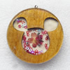 Wooden Jewelery Pendant, Flat Round 60mm Hole:2mm, Sold by PC