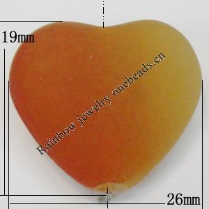 Dichroice Matte Acrylic Beads, Heart 26x19mm Hole:3mm, Sold by Bag 