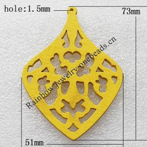 Wooden Jewelery Pendant, 73x51mm Hole:1.5mm, Sold by PC