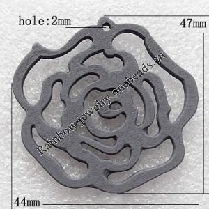 Wooden Jewelery Pendant, Flower 44x47mm Hole:2mm, Sold by PC