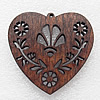 Wooden Jewelery Pendant, Heart 52x55mm Hole:2mm, Sold by PC