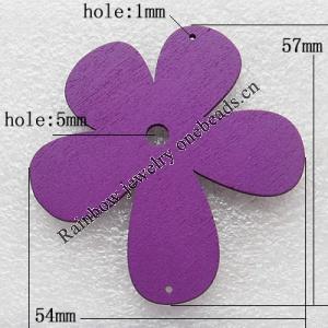 Wooden Jewelery Pendant, 57x54x2mm Hole:1mm, Sold by PC