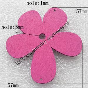 Wooden Jewelery Pendant, 57x54x2mm Hole:1mm, Sold by PC