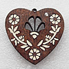 Wooden Jewelery Pendant, Heart 52x55x5mm Hole:2mm, Sold by PC