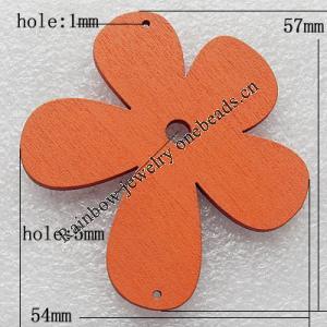 Wooden Jewelery Pendant, 57x54x2mm Hole:1mm, Sold by PC