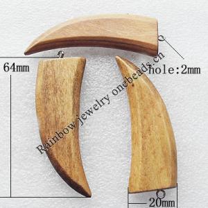 Wooden Jewelery Pendant, Ivory 64x20x7mm Hole:2mm, Sold by PC