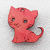 Wooden Jewelery Pendant, Cat 40x40x3mm Hole:2mm, Sold by PC