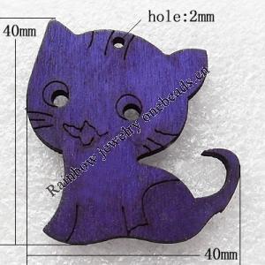 Wooden Jewelery Pendant, Cat 40x40x3mm Hole:2mm, Sold by PC