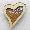 Wooden Jewelery Pendant, Heart 65x56x7mm Hole:2mm, Sold by PC