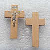 Wooden Jewelery Pendant, Cross 42x24x5mm Hole:2mm, Sold by PC